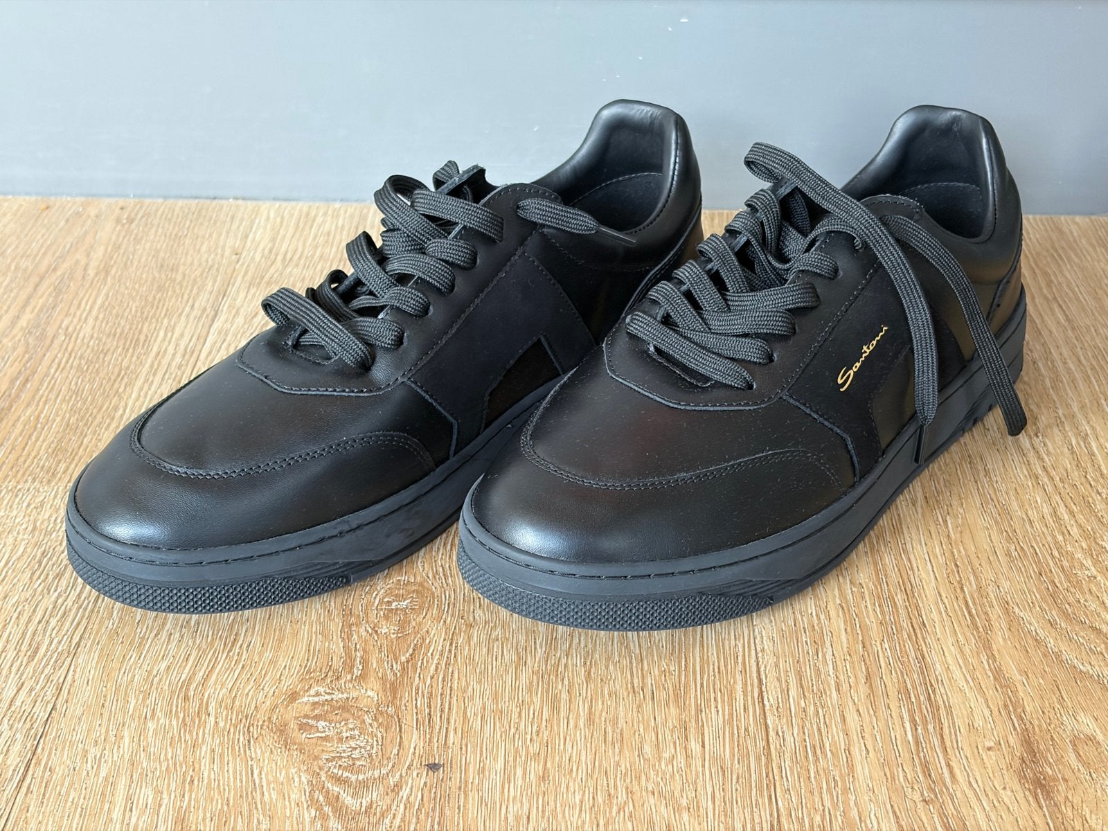 Santoni Zwarte Sneakers - Maat 44 (28,5cm), Zwart, Ophalen of Verzenden, Sneakers of Gympen, Zo goed als nieuw