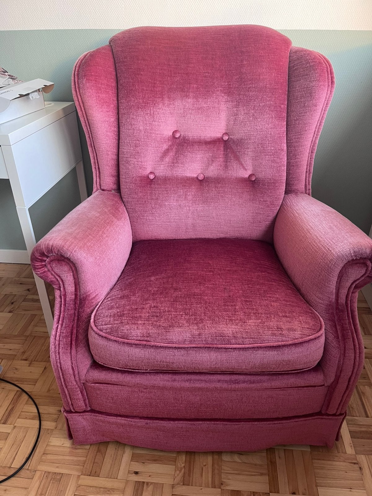 Vintage fauteuil/stoel roze, Huis en Inrichting, Fauteuils, Ophalen of Verzenden, Gebruikt, Stof, Vintage