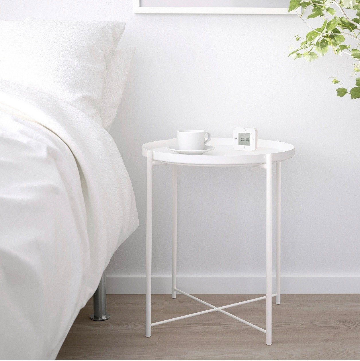 IKEA Gladom dienbladtafel - Wit,, Minder dan 55 cm, Gebruikt, Modern, Scandinavisch, Metaal of Aluminium