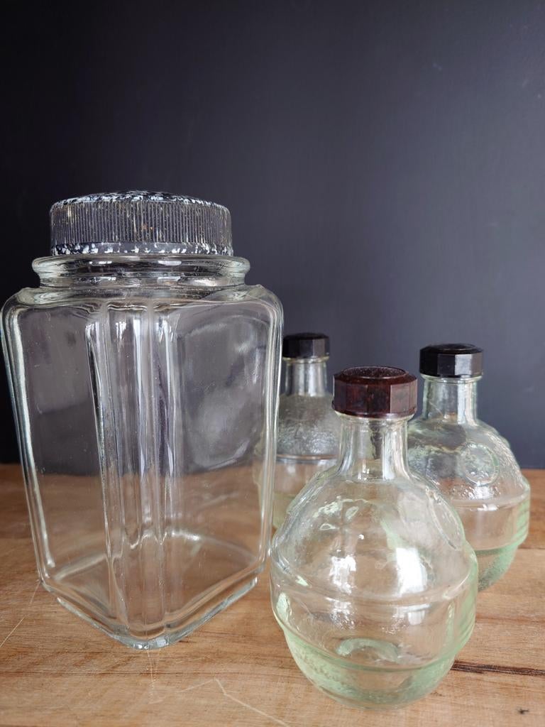 Oud persglas bakelieten deksel en stopjes., Antiek en Kunst, Ophalen of Verzenden
