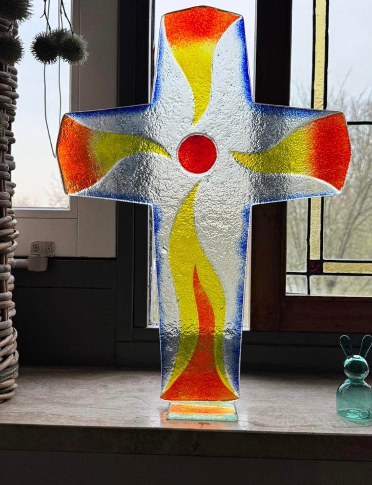 Glaskunst - glazen kruis, Antiek en Kunst, Kunst | Overige Kunst, Ophalen