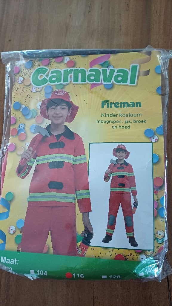 Brandweer pak, Kinderen en Baby's, Ophalen of Verzenden, Zo goed als nieuw, 110 t/m 116, Jongen of Meisje