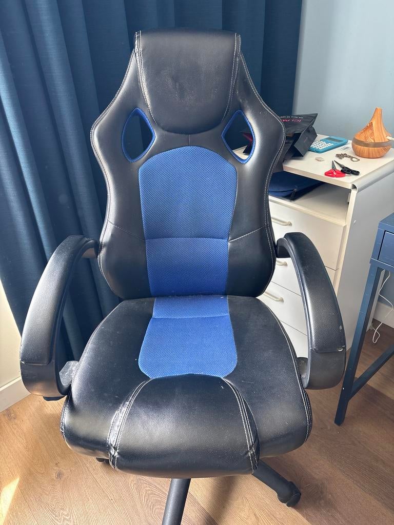 Gaming Bureaustoel Zwart/Blauw, Huis en Inrichting, Bureaustoelen, Ophalen, Gebruikt, Zwart, Gaming bureaustoel