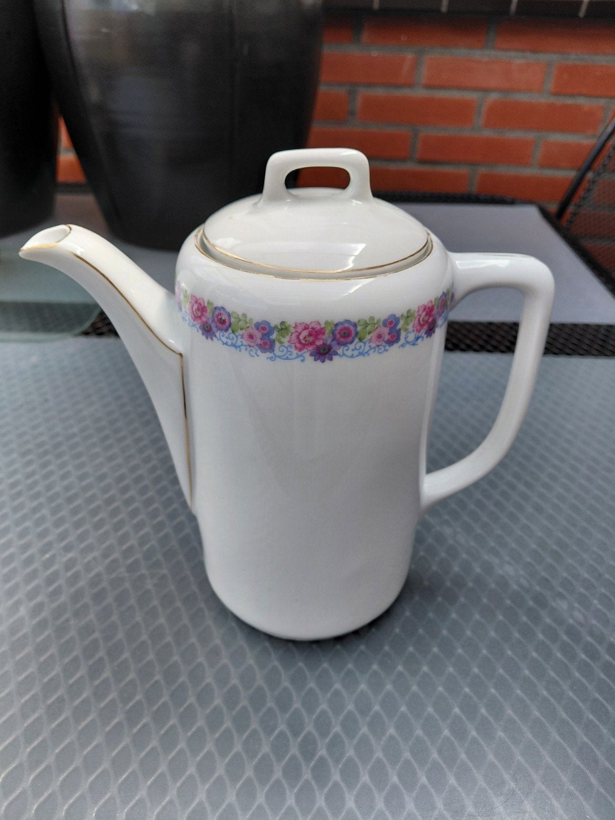 Mooie puntgave koffiekan met bloemmotief, Antiek en Kunst, Ophalen of Verzenden