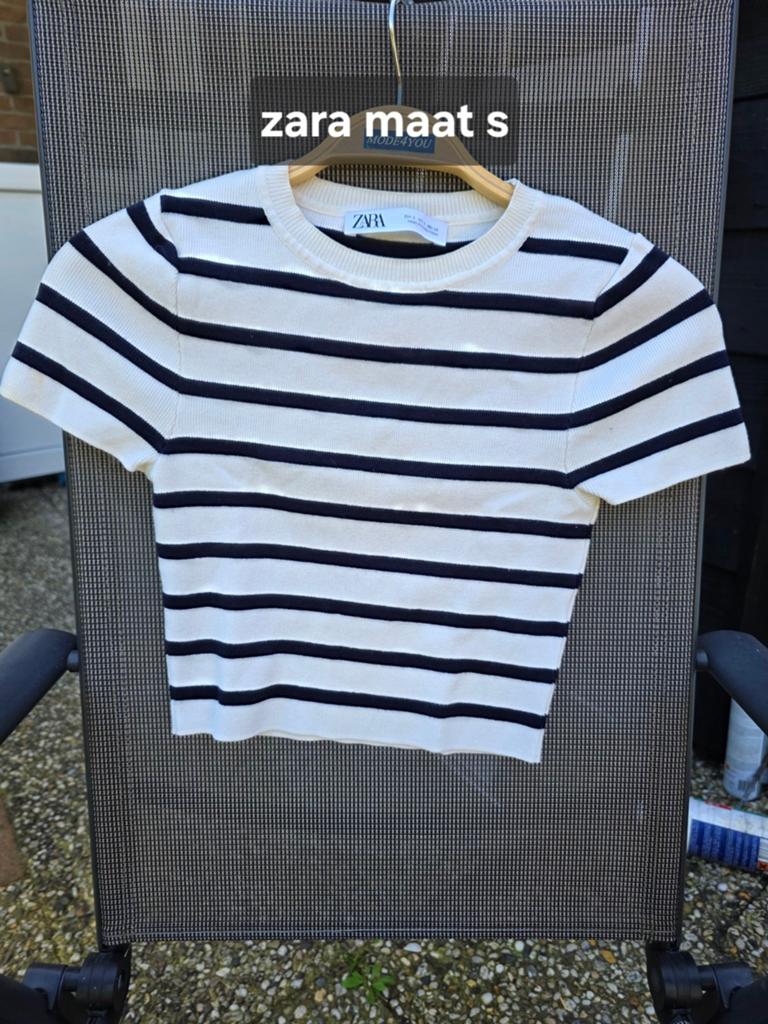 Zara gestreepte crop top maat S, Ophalen of Verzenden, Zo goed als nieuw, Korte mouw, Maat 36 (S)