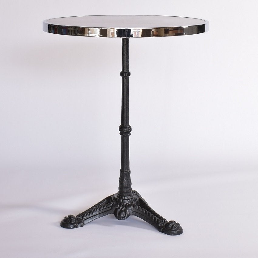 Bistrotafel marmer rond 57 cm met verchroomde rand, Info@edvonline.nl, Inductorstraat 9b 3903 KA Veenendaal, Nieuw, Ophalen of Verzenden
