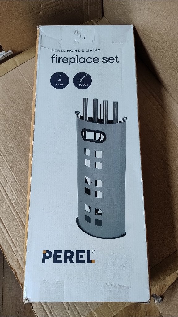 Perel Open haard Fireplace set metaal zwart - Nieuw in Doos, Ophalen of Verzenden, Nieuw, Vrijstaande haard, Houthaard