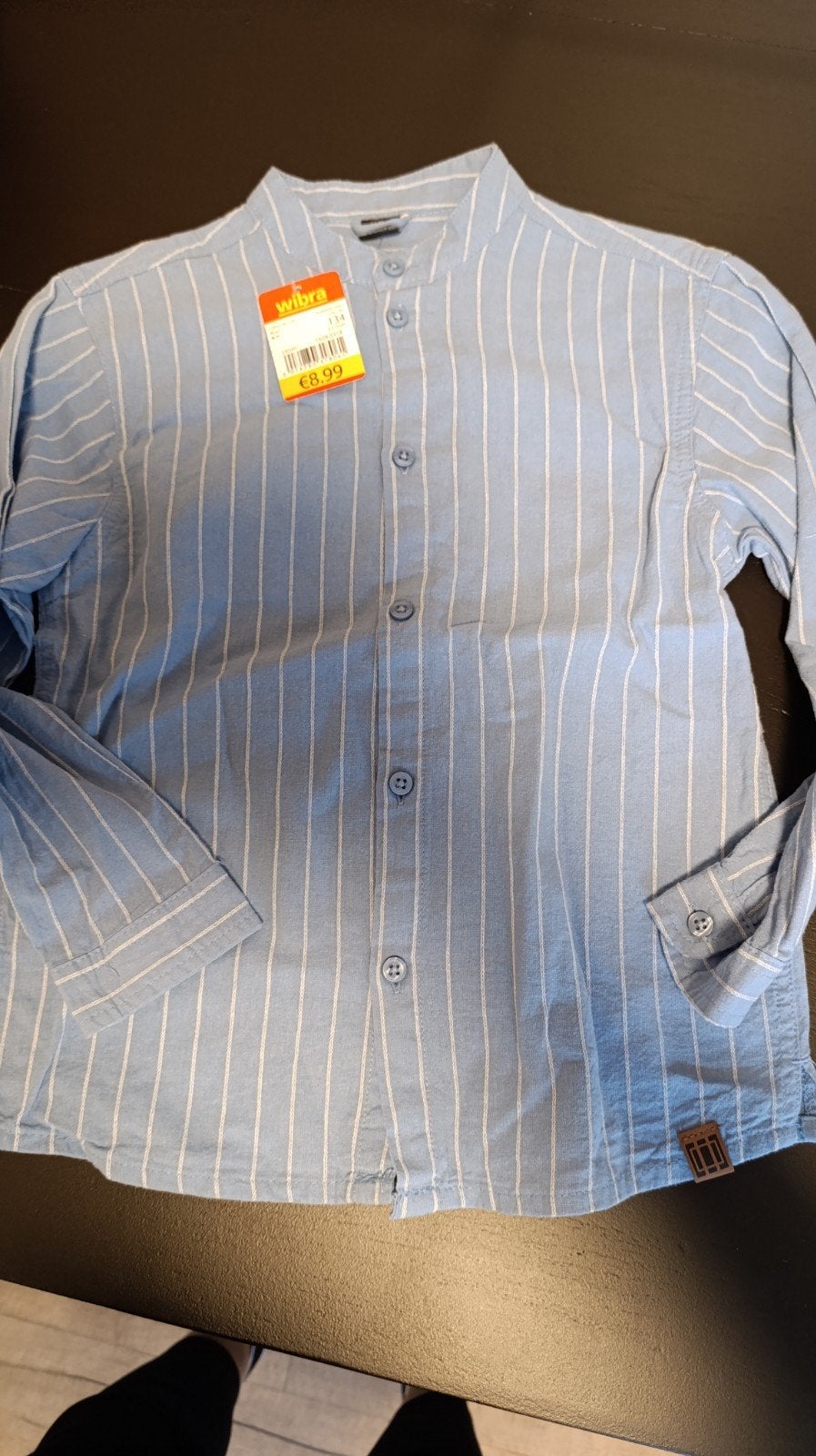 Wibra Jongens Overhemd Lichtblauw Gestreept Maat 134, Overhemd of Blouse, Nieuw, Ophalen of Verzenden, Jongen