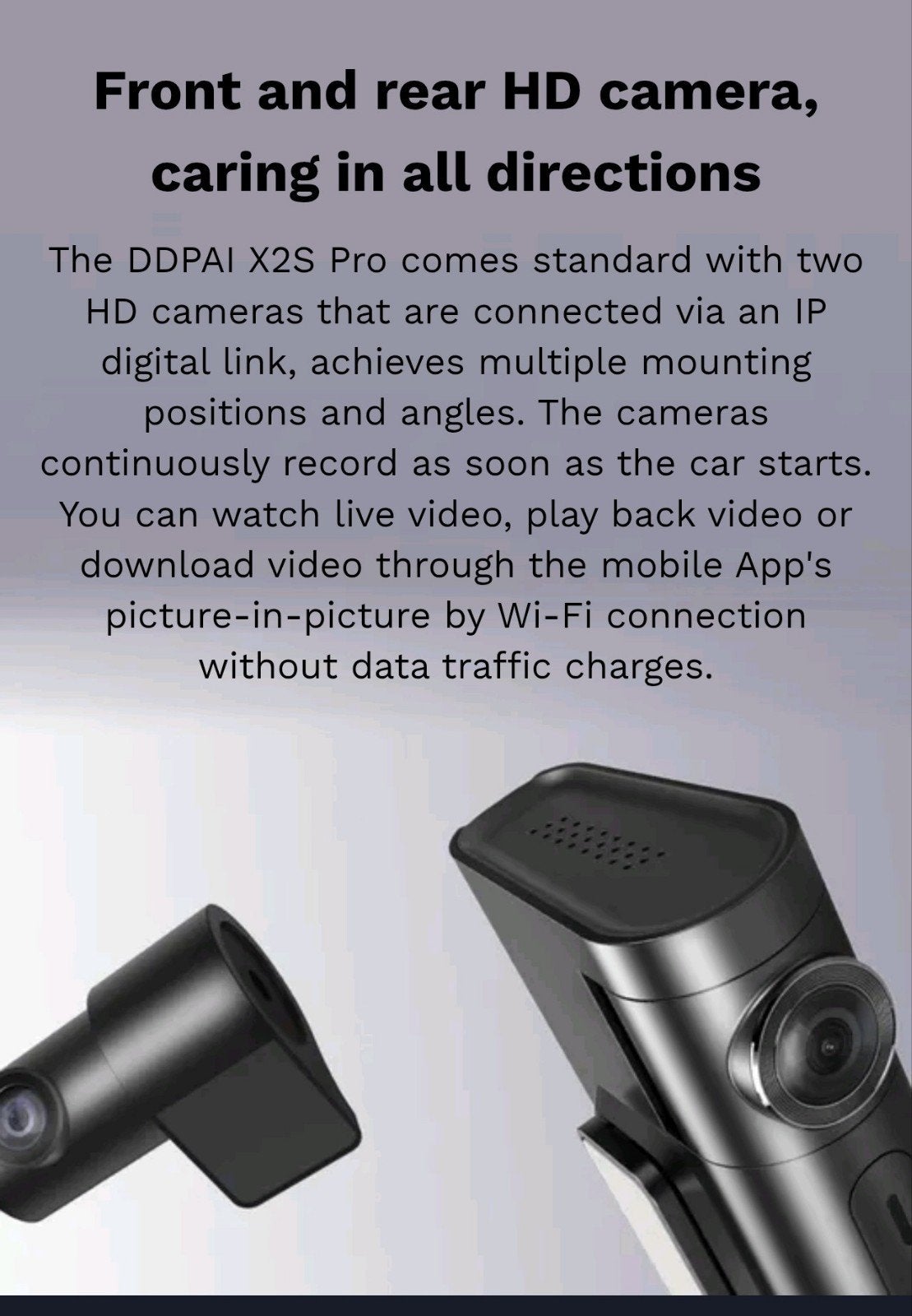 DDPAI X2S Pro Dashcam - Voor- en achtercamera met GPS, Ophalen of Verzenden, Draadloos, Nieuw