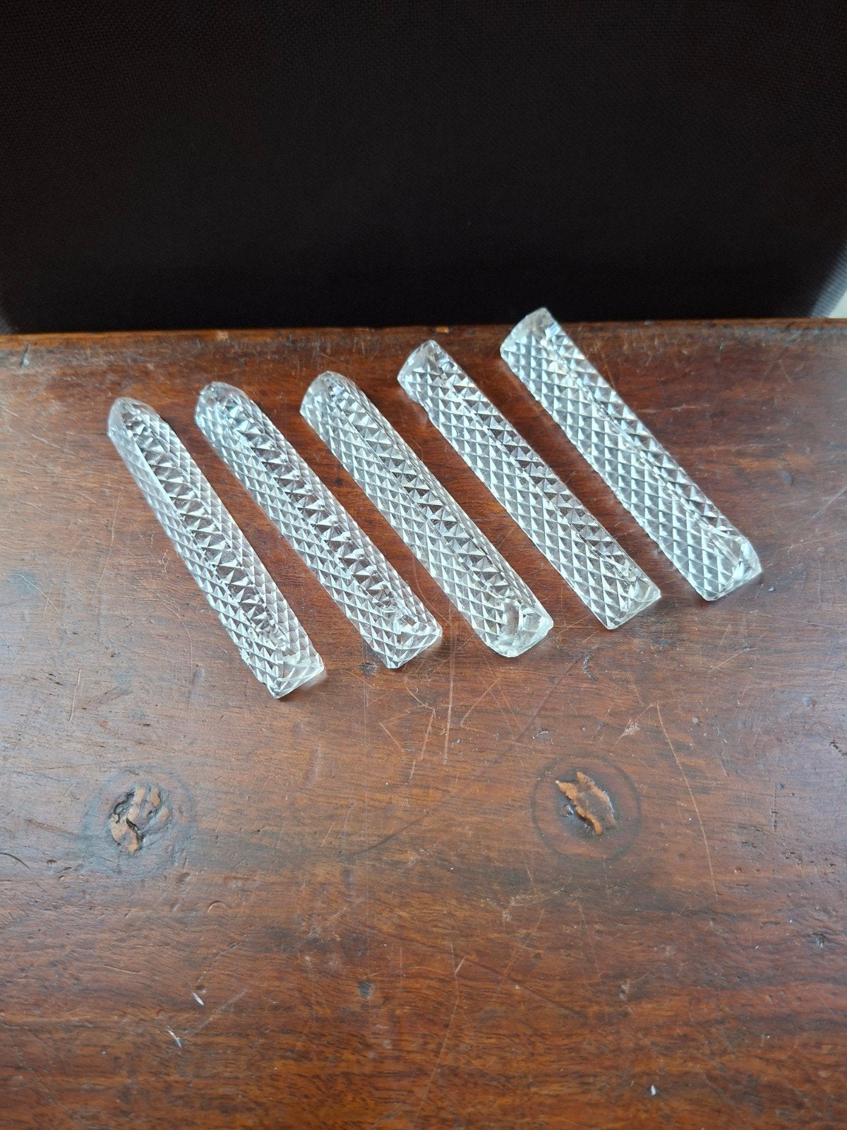 Set van 5 antieke glazen mesleggers, Ophalen of Verzenden