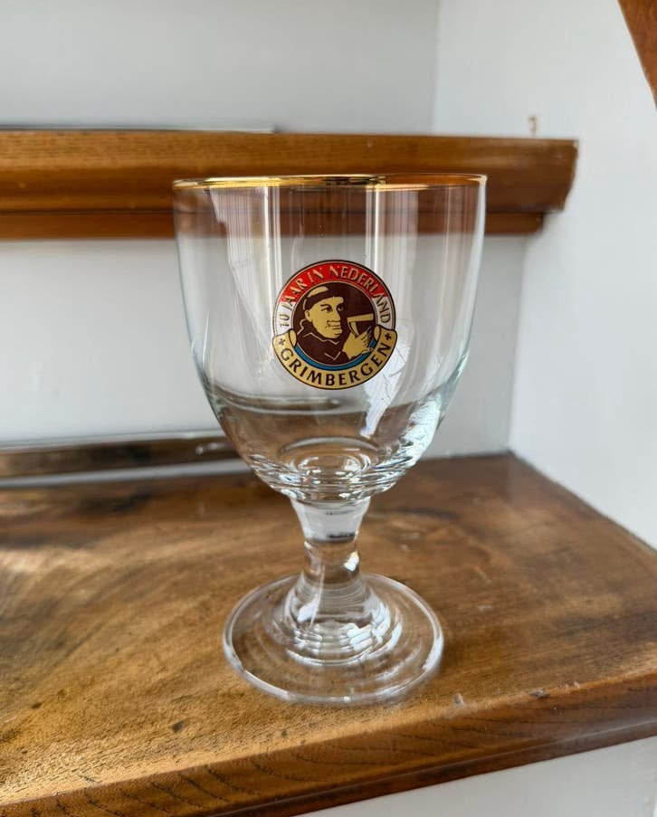 Grimbergen bierglas: 10 jaar in Nederland, Ophalen of Verzenden, Zo goed als nieuw, Glas of Glazen, Overige merken