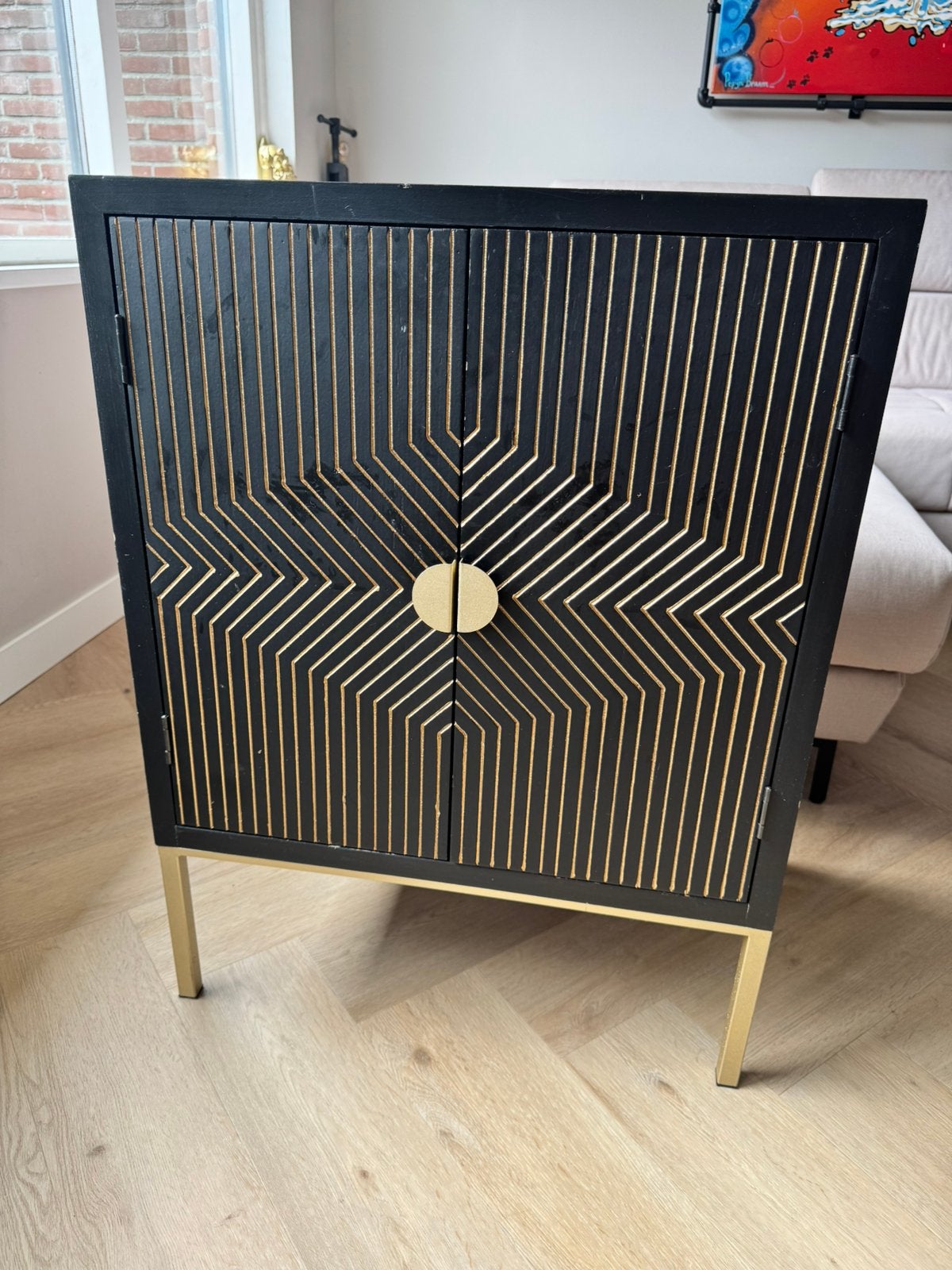 Maison du Monde Luxe Design Kast Zwart/Goud 60x40x80, Ophalen, Gebruikt