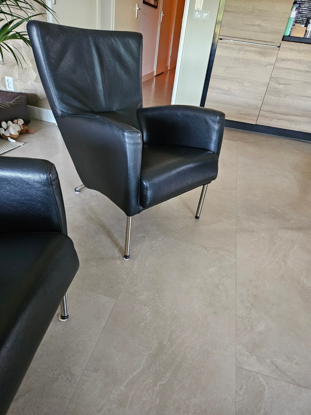 2 Design fauteuils Bree's New World - Echt leer, Huis en Inrichting, Ophalen, Gebruikt, Minder dan 75 cm, Design