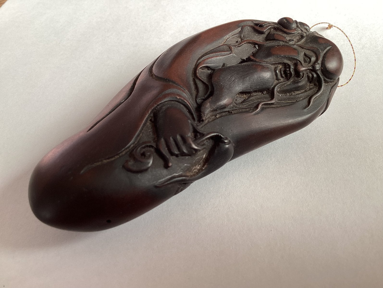 BOXWOOD NETSUKE  HANGER  MET DE ONSTERFLIJKE  SHOU LAO, Ophalen of Verzenden