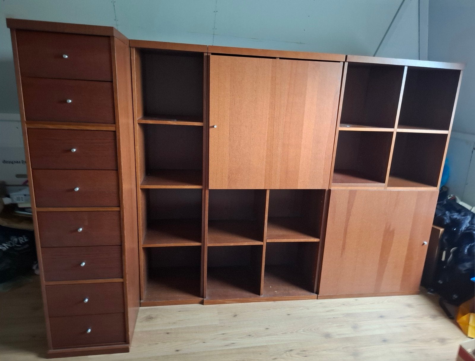 IKEA Bonde Kastenwand - 4 elementen met lades en planken, Ophalen, Gebruikt, Met deur(en), 100 tot 150 cm
