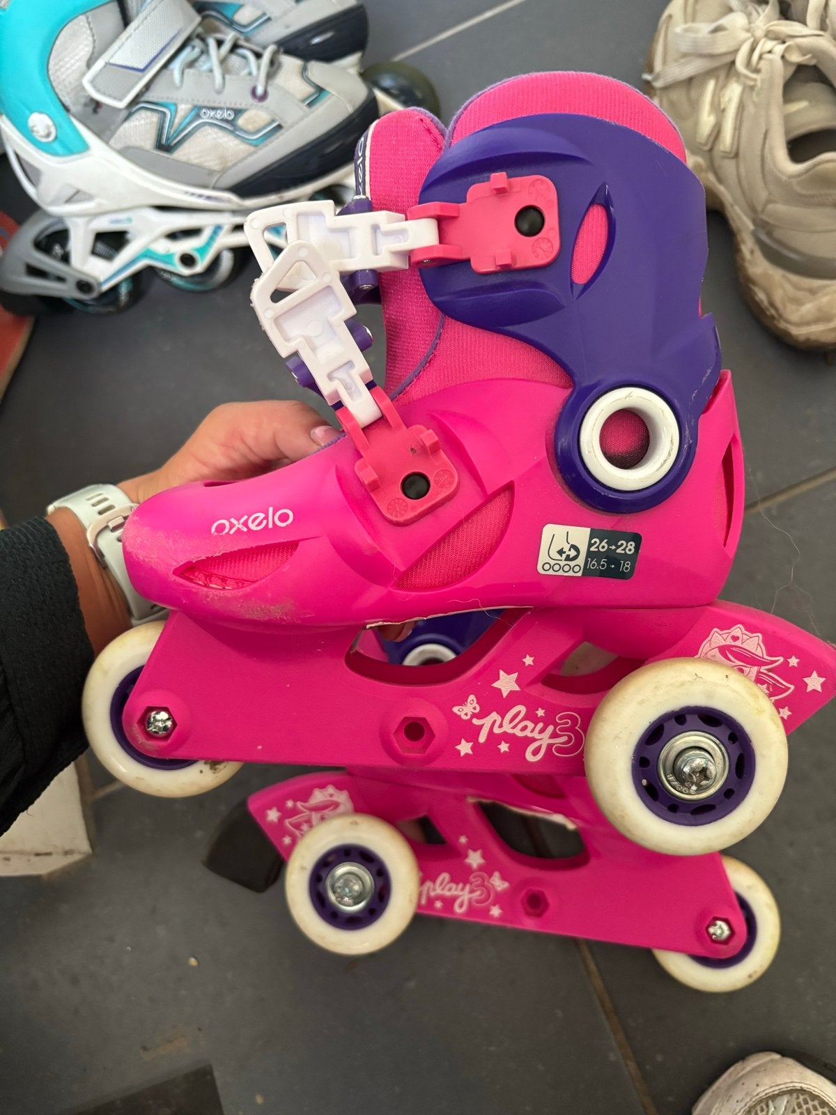 Roze Oxelo Play 3 inline skates, verstelbaar maat 26-28, Overige merken, Kinderen, Ophalen of Verzenden, Inline skates 4 wielen