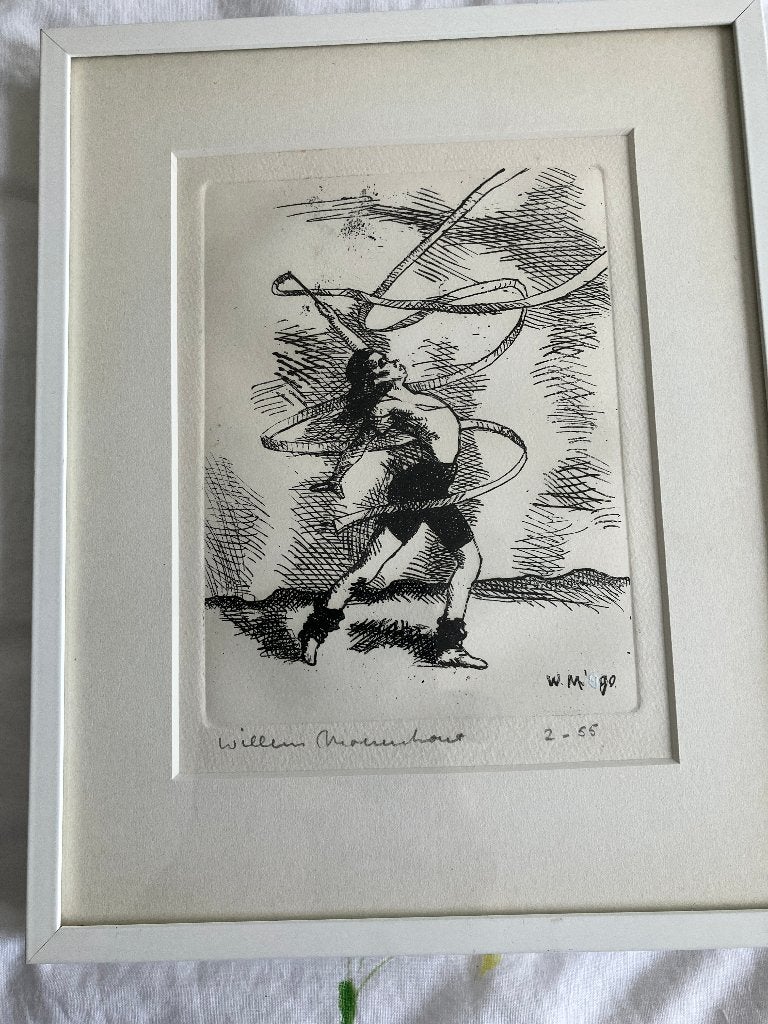 Willem Moerenhout tekening origineel gebr. 1940  21x26, Dagelijks leven, Gravure, Met tekst, 21 cm