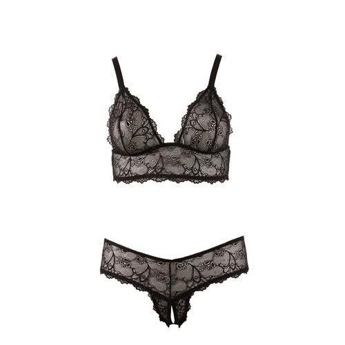 Kanten BH en G-string- Cottelli Collection, Cottelli Collection, Ophalen of Verzenden, Zwart, Setje