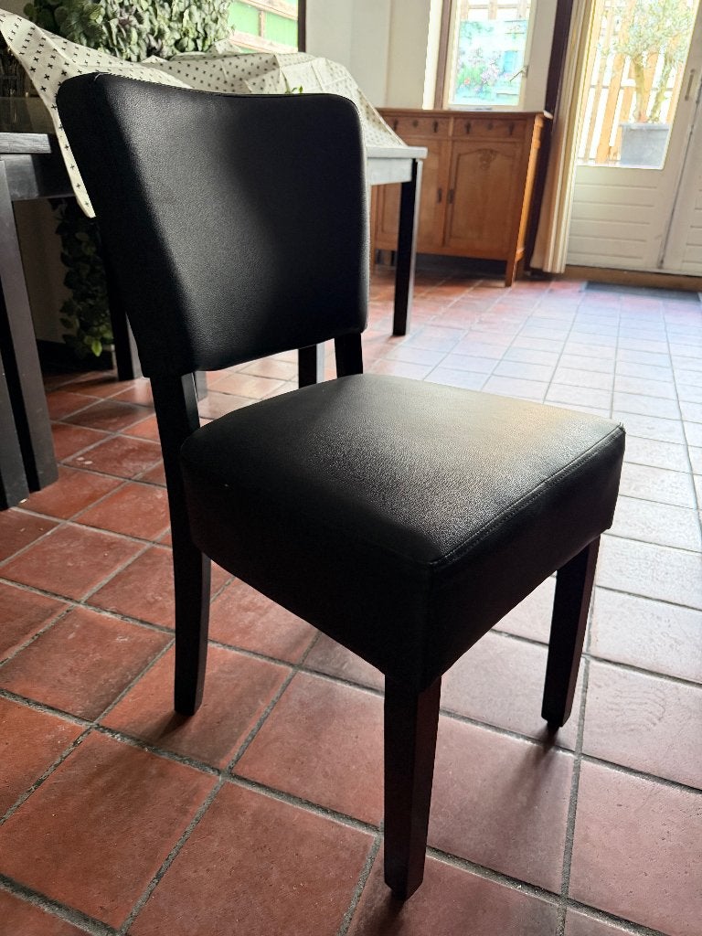 zwarte eetstoelen, Huis en Inrichting, Stoelen, Ophalen, Gebruikt, Zwart, Leer