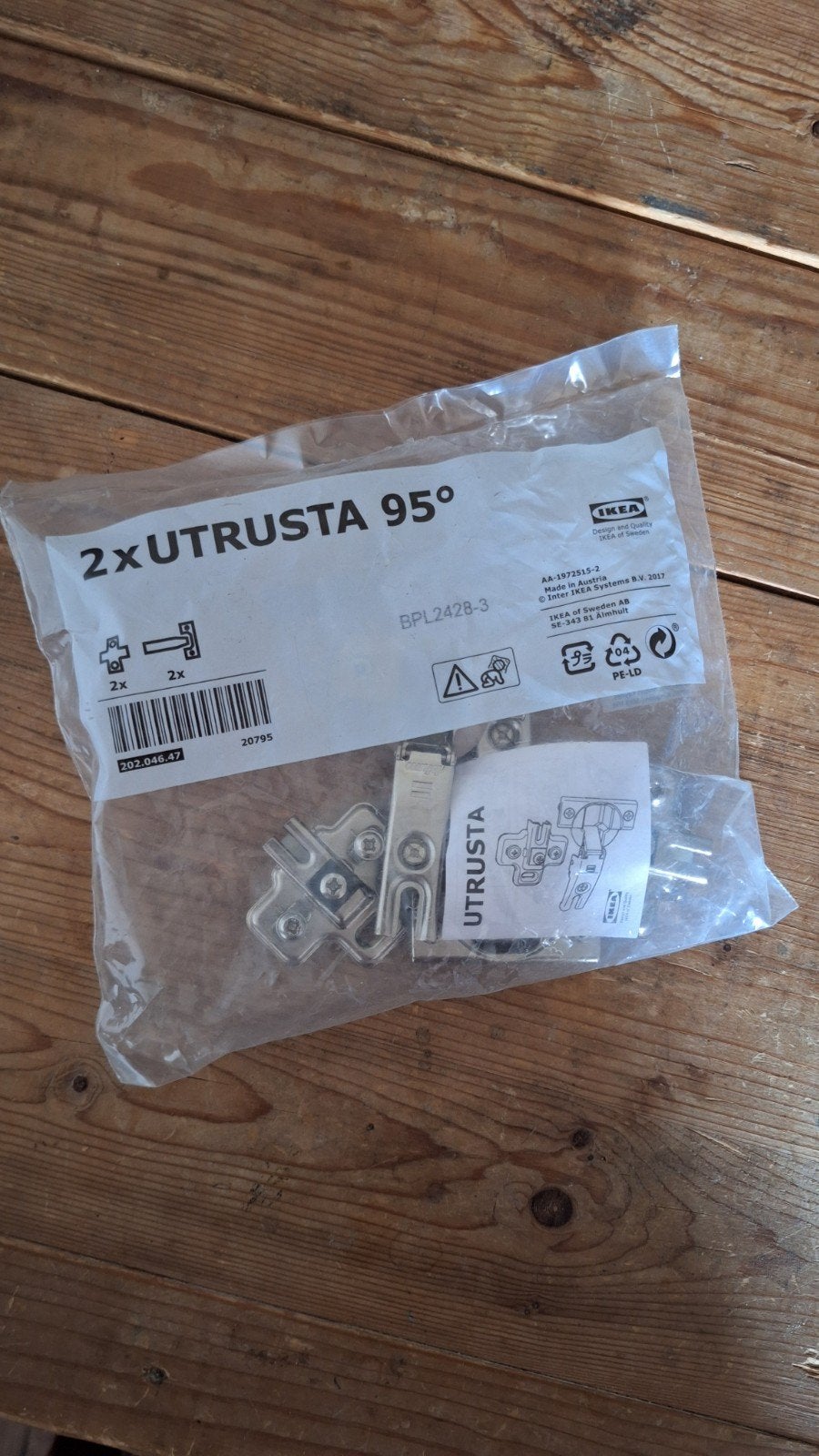 IKEA UTRUSTA 95 Scharnieren (2 stuks), Ophalen of Verzenden, Nieuw, Scharnier