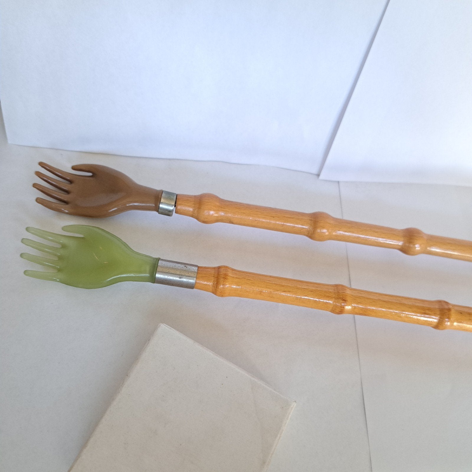 Oude retro vintage schoenlepels handjes Groene =Verkocht!, Verzenden, Huis en Inrichting