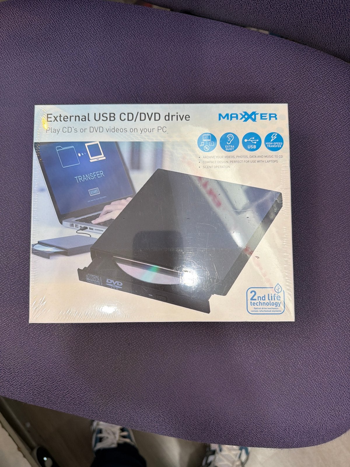Maxxer Externe USB CD/DVD-speler - Nieuw in doos, Computers en Software, ., Nieuw, Ophalen of Verzenden, Windows