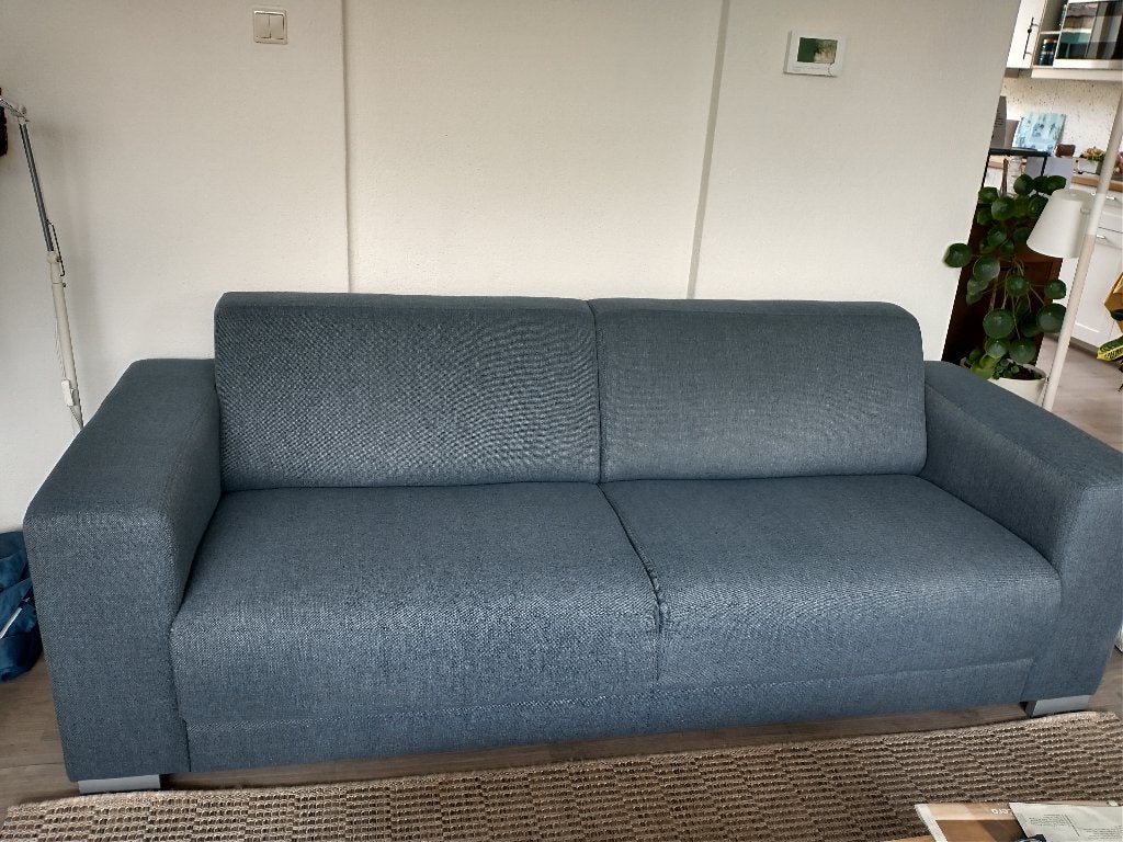 nette, stevige blauwe moderne bank, Huis en Inrichting, Ophalen, Gebruikt, Driepersoons, 75 tot 100 cm