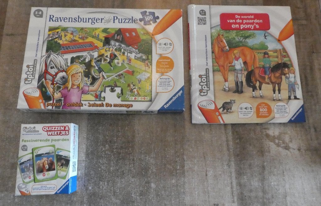 Tiptoi 2 spellen puzzel manege + 1 boek paarden en pony’s, Ophalen of Verzenden, Zo goed als nieuw, Puzzelen, Met geluid