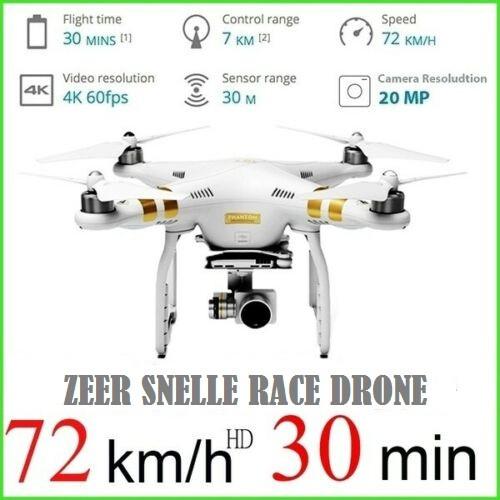 Kamera Race Drone Quadcopter 72/km/h - 20MP - 30min. - RTF, Hobby en Vrije tijd, Modelbouw | Radiografisch | Helikopters en Quadcopters