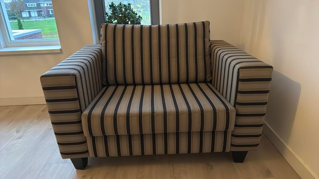 Comfortabel gestreepte bankje 1,5 zits - 130 cm breed, Gebruikt, Eenpersoons, 75 tot 100 cm, Ophalen of Verzenden