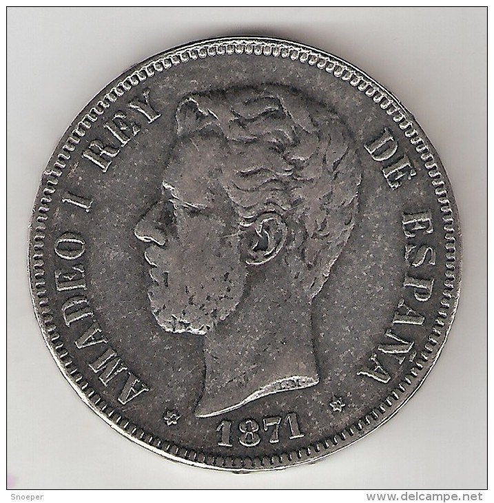 spain 5 pesetas 1871 km 666 copy!, Postzegels en Munten, Ophalen of Verzenden, Overige landen, Losse munt