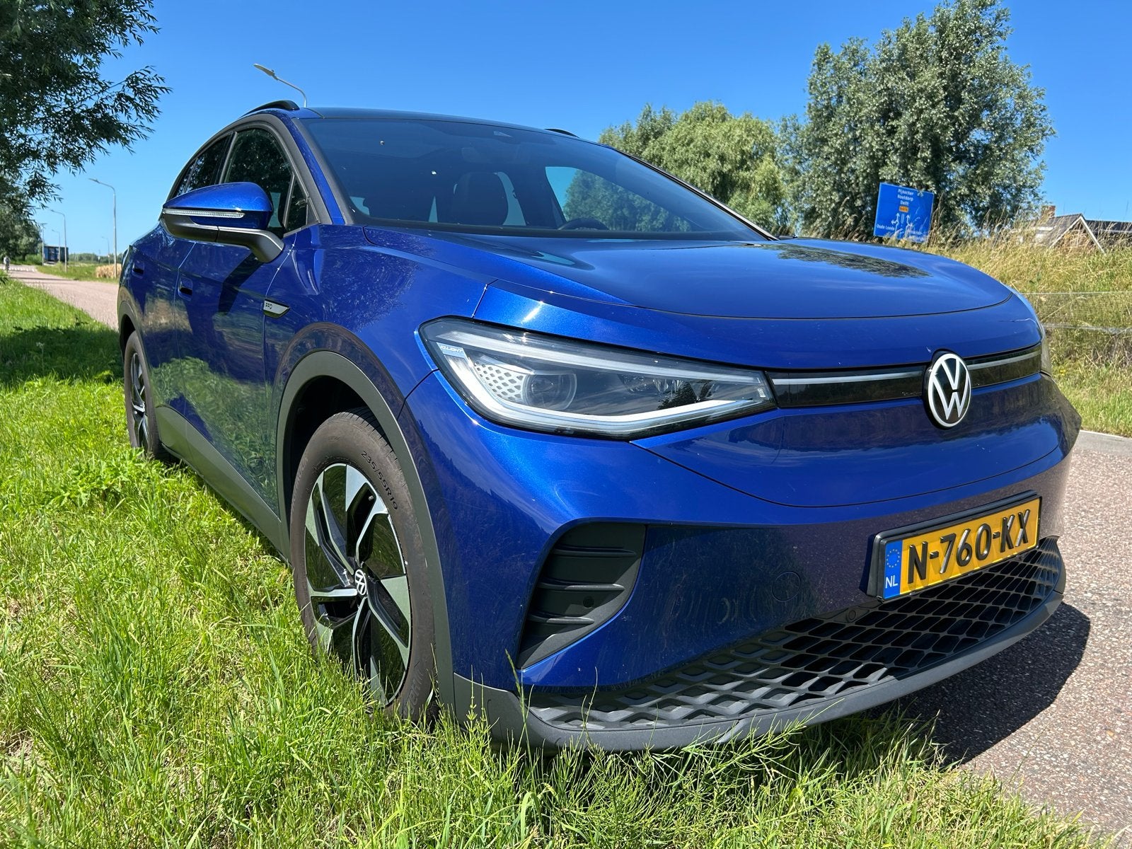 Volkswagen ID.4 77kWh 204pk 2021 Blauw Panormadak, Auto's, Volkswagen, Particulier, ID.4, ABS, Achteruitrijcamera, Adaptieve lichten