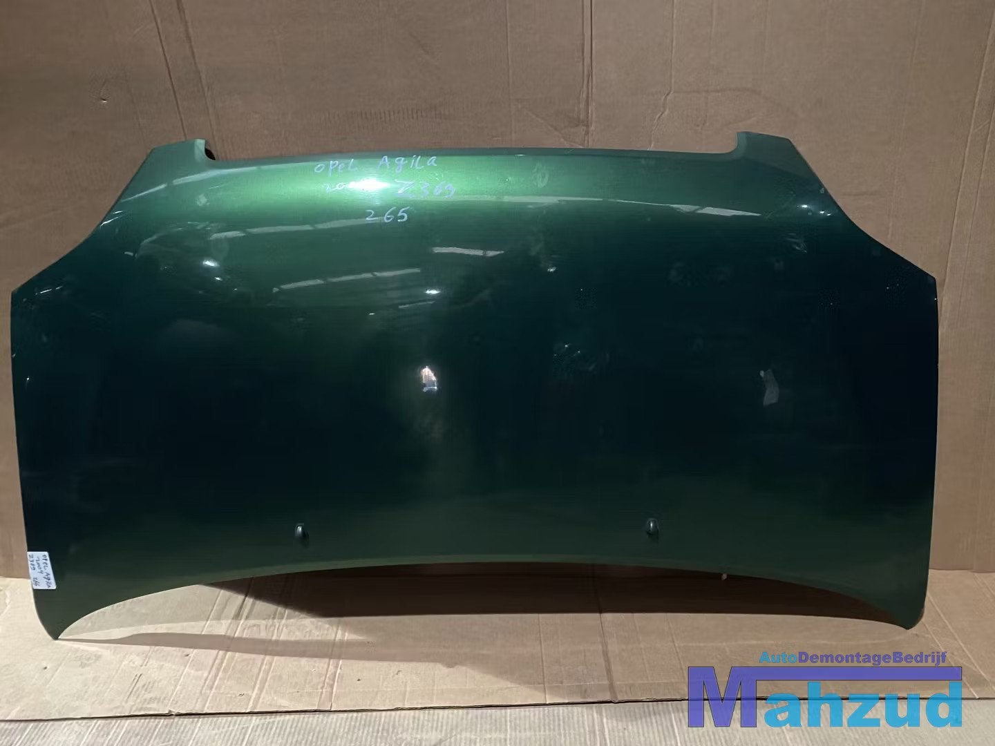 2001 OPEL Agila A groen Z369 motorkap ( 2000 - 2007 ), Gebruikt, Opel Automobile GmbH, Ophalen of Verzenden, Kontakt@opel-infoservice.de