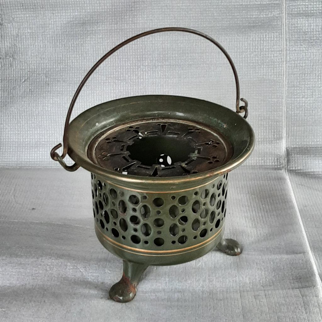 vintage theelichtje / komfoortje emaille donker groen, Antiek en Kunst, Antiek | Emaille, Ophalen