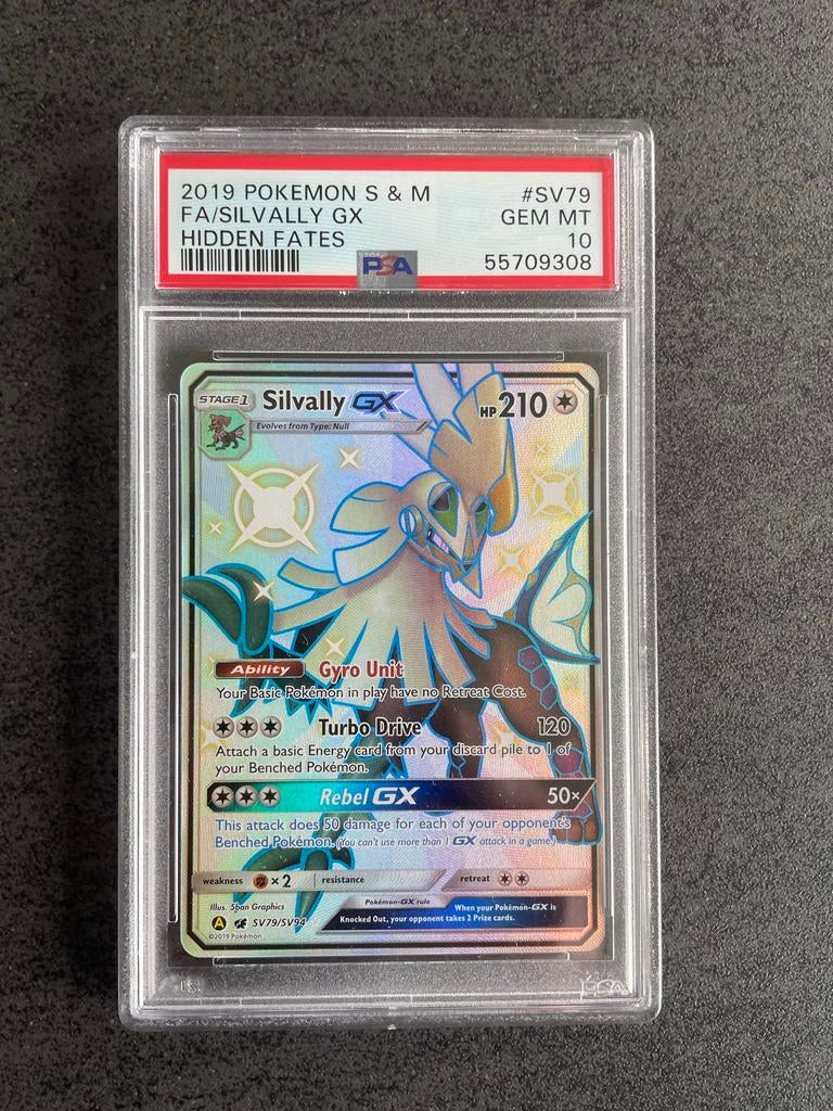 PSA 10 Silvally GX SV79/SV94 Hidden Fates Pokémon Kaart, Ophalen of Verzenden, Nieuw, Losse kaart, Foil