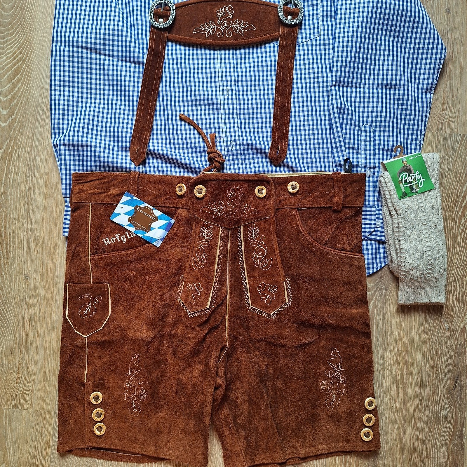 Lederhose 58 overhemd sokken oktoberfeest, Ophalen of Verzenden, Zo goed als nieuw, Maat 56/58 (XL)