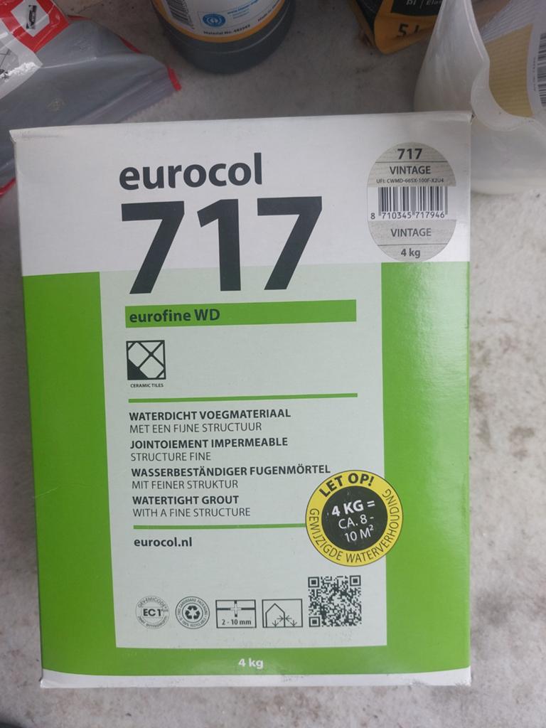 Eurocol 717 Eurofine WD Voegmateriaal Vintage 4kg 2x, Ophalen, Wandtegels, Nieuw, Minder dan 20 cm