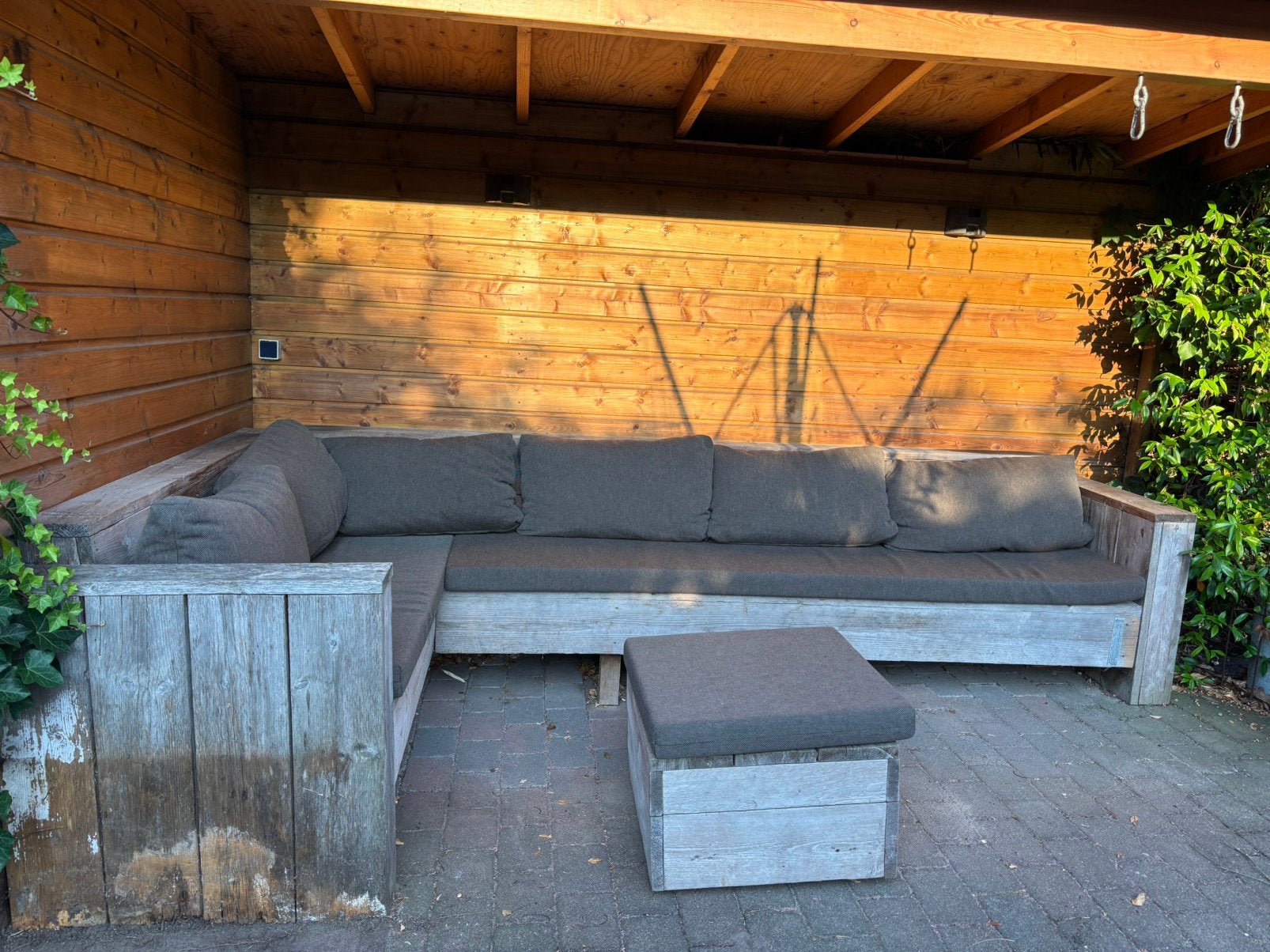 Kussenset voor hoekbank (steigerhout), Ophalen, Overige materialen, Gebruikt, 6 zitplaatsen
