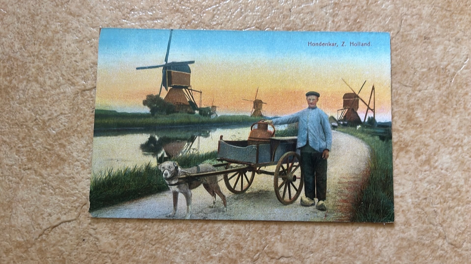 Zuid Holland Hondenkar voor melk vervoer Standaardmolens, Ophalen of Verzenden, Voor 1920, Ongelopen, Zuid-Holland
