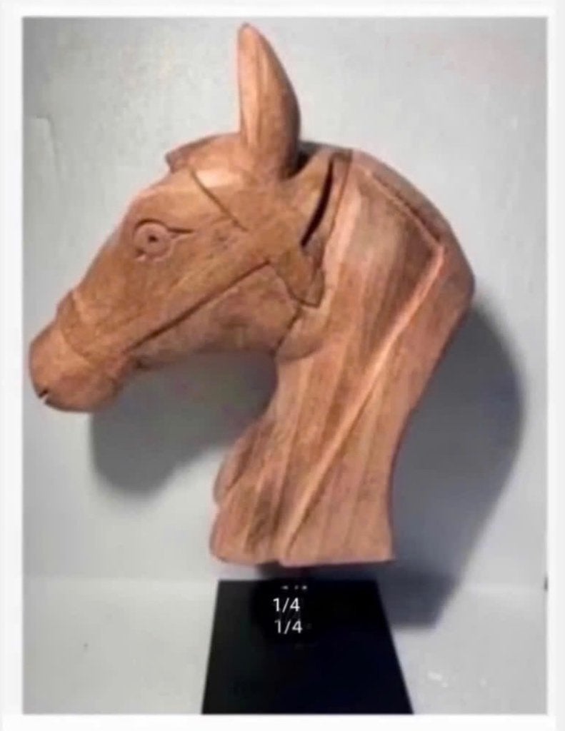 Mooi groot XL Houten paardenhoofd, woondecoratie, op voet, Ophalen of Verzenden