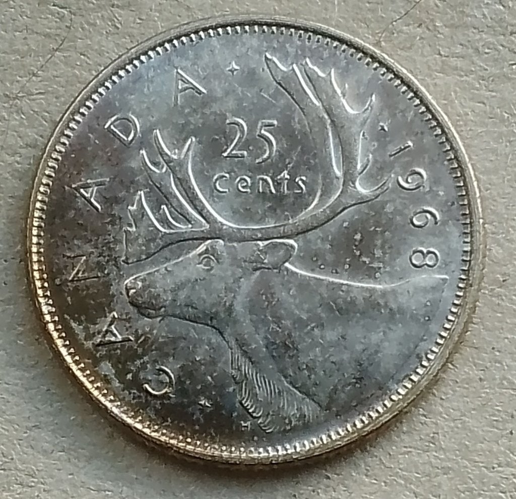 Canada, 25 cents 1968 zilver., Ophalen of Verzenden, Noord-Amerika, Losse munt, Zilver