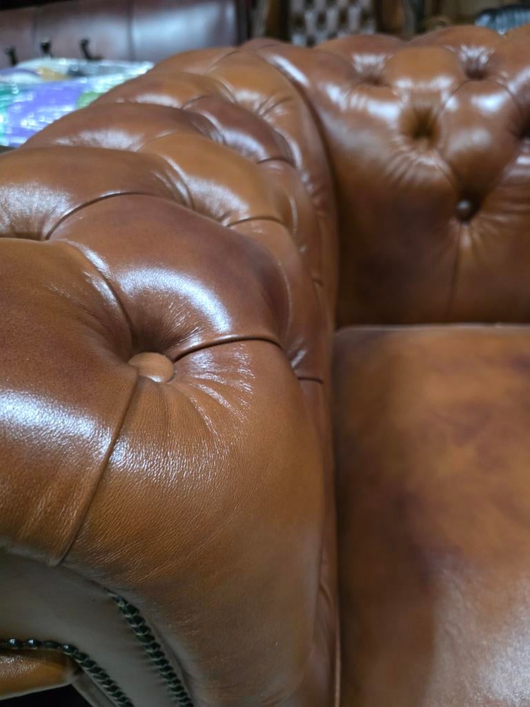Chesterfield Club Fauteuil Cognac Leer - Bezorging gratis, ., Chesterfield, Nieuw, Ophalen of Verzenden