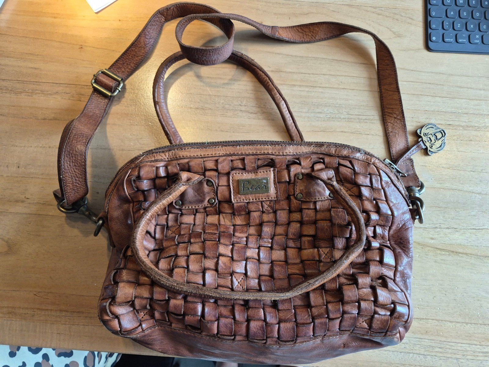 Bear Bags leren handtas cognac - 35x25 cm, Ophalen of Verzenden, Gebruikt, Bruin, Handtas
