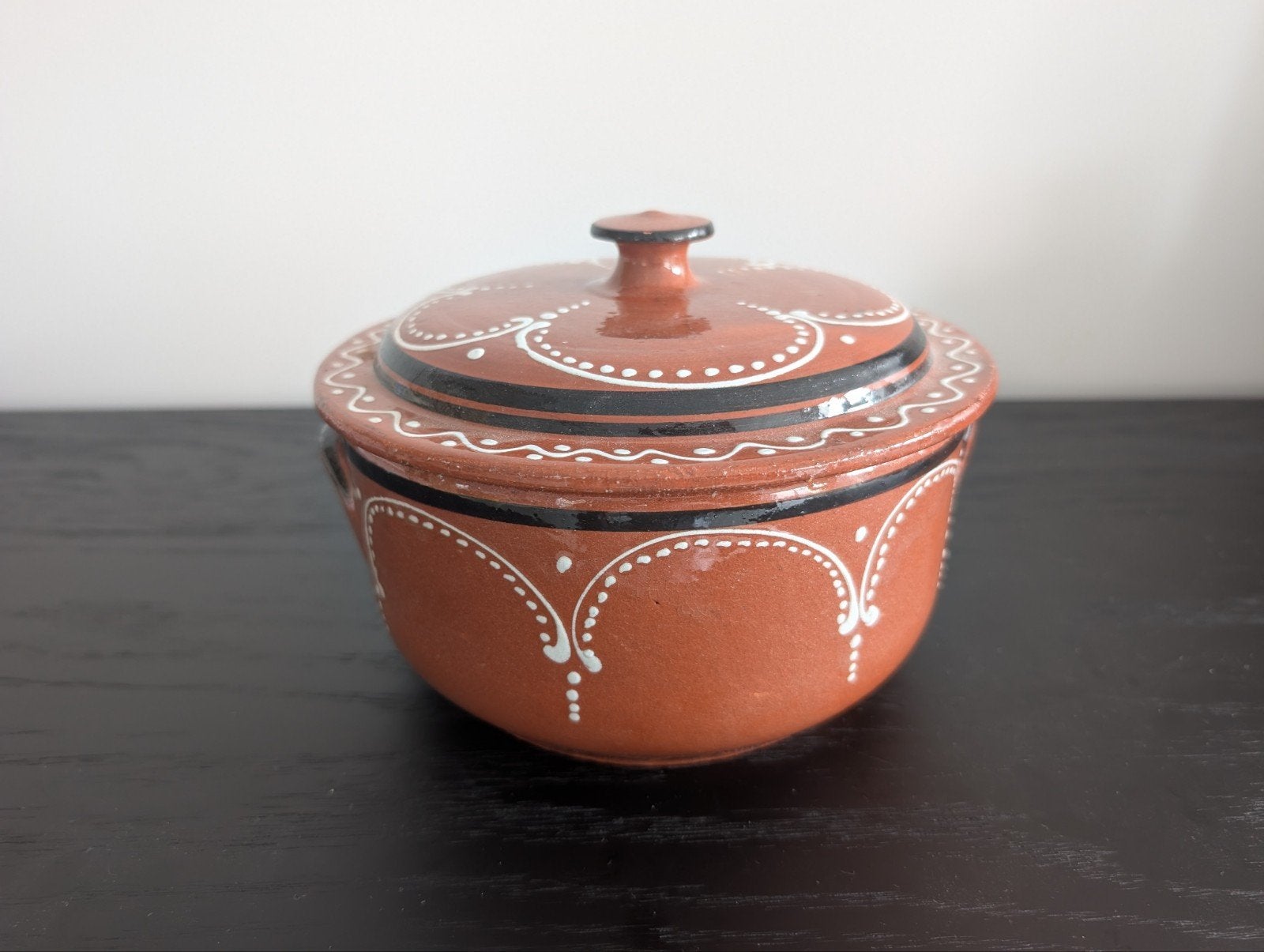 Vintage Portugese aardewerken pot met deksel, Ophalen of Verzenden