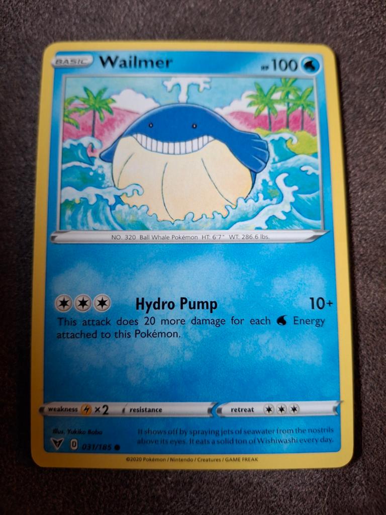 Wailmer Pokémon Kaart - Basic, 100 HP, Hydro Pump, Ophalen of Verzenden, Zo goed als nieuw, Losse kaart