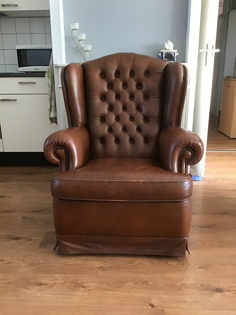 Te koop oorfauteuil, Huis en Inrichting, Ophalen, Gebruikt, 75 tot 100 cm, Leer