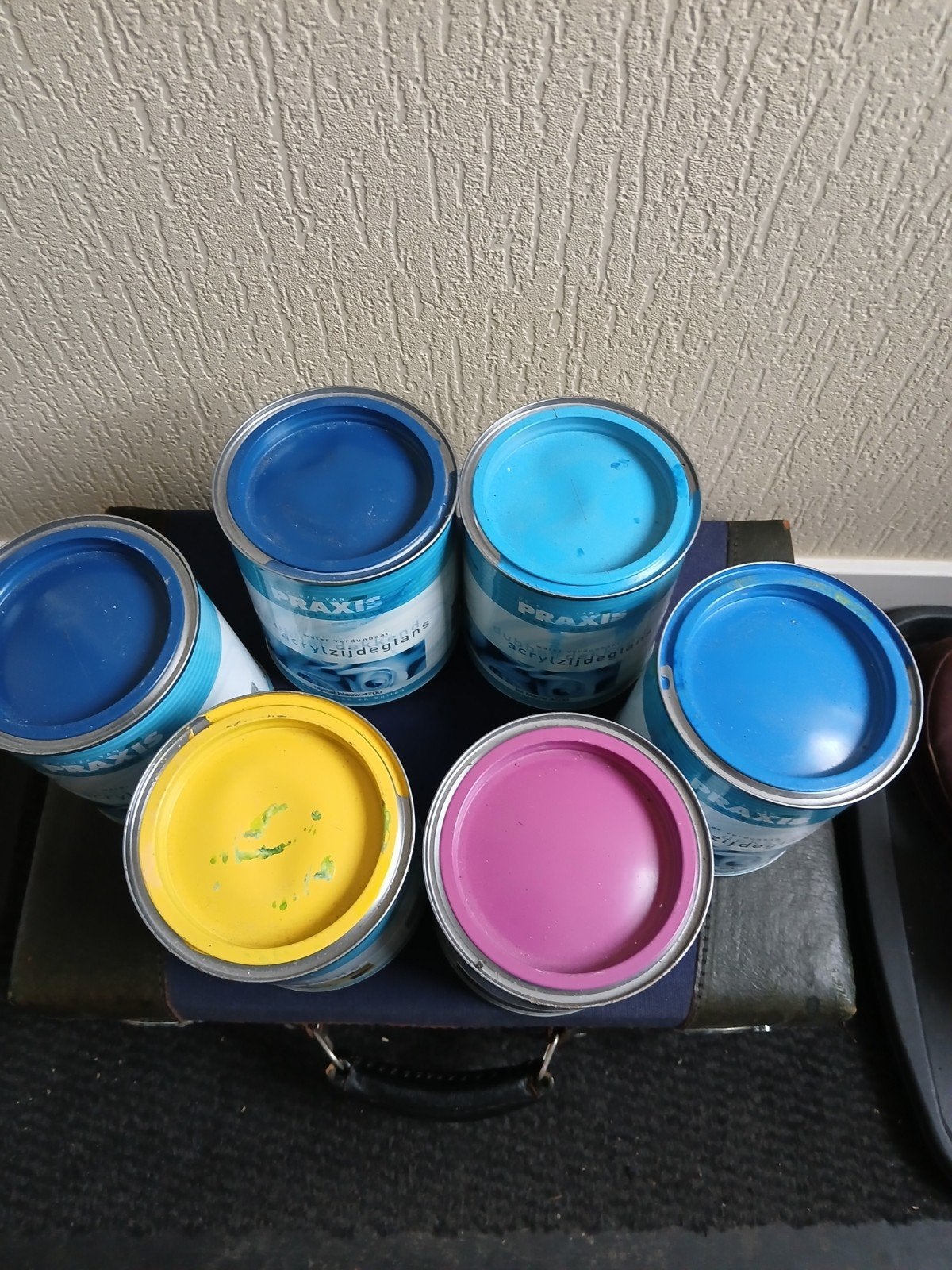 Praxis verf blik 0,75 liter zijdeglans nieuw / iets gebruikt, Blauw, Nieuw, Ophalen of Verzenden, Verf