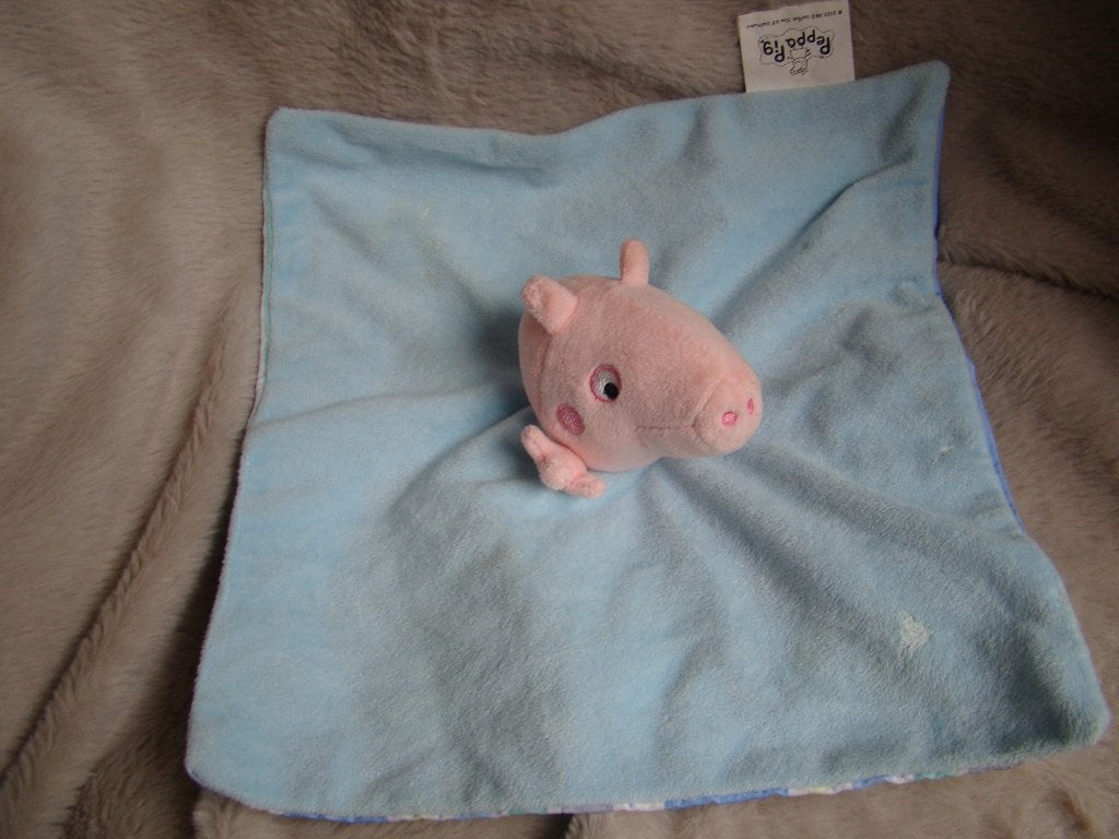 peppa pig knuffeldoekje , blauw met roze kopje, Blauw, Ophalen of Verzenden, Wasbaar, Middelgroot (20 tot 80 cm)