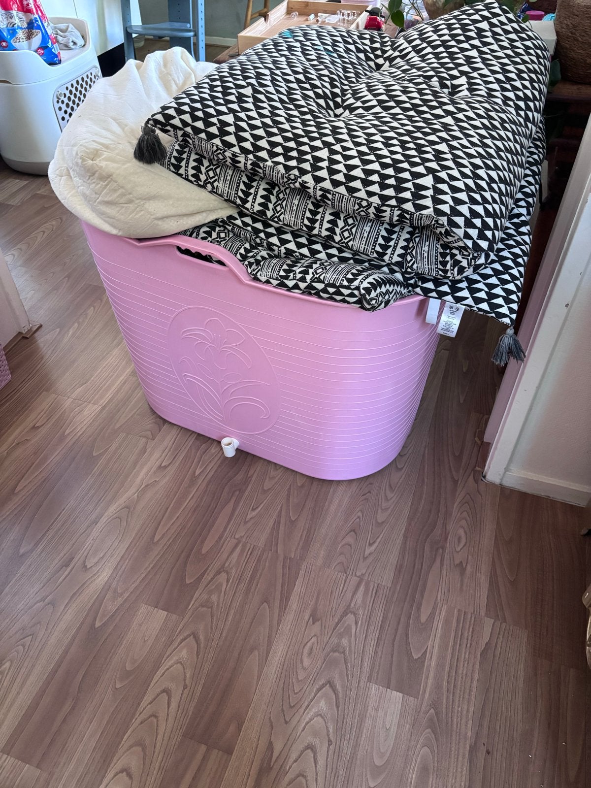 Roze bad Bucket, Ophalen, Gebruikt