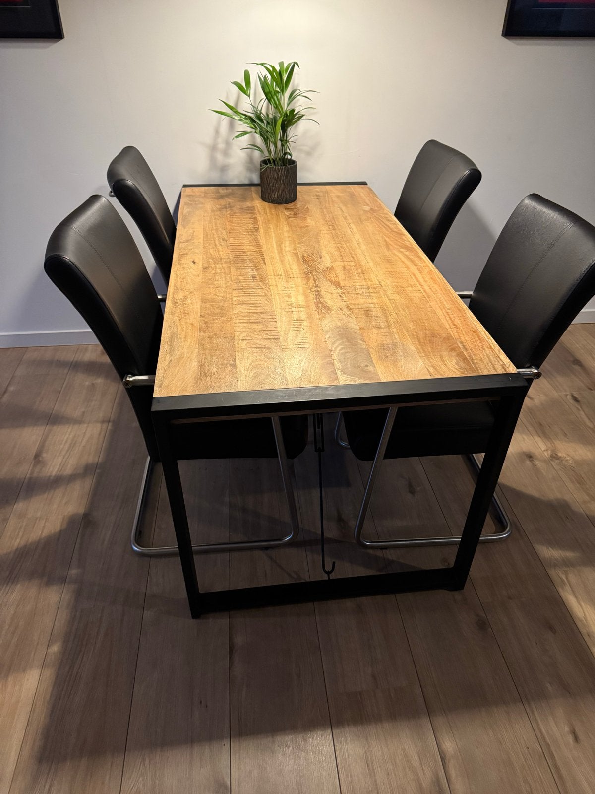 Eettafel 80x160x75 met 4 stoelen, Huis en Inrichting, Ophalen, Gebruikt, 50 tot 100 cm, 150 tot 200 cm